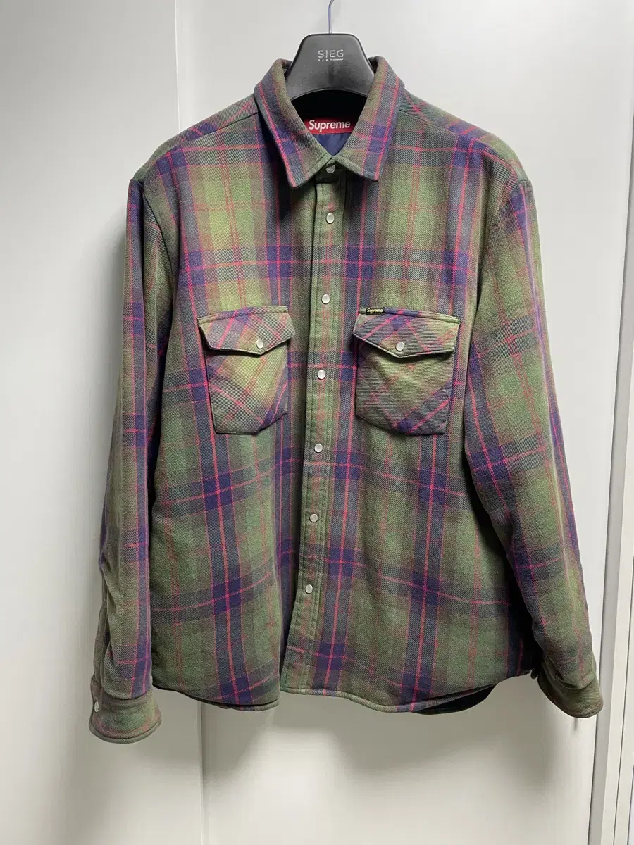 [L] Supreme Quilted Flannel Snap Shirt